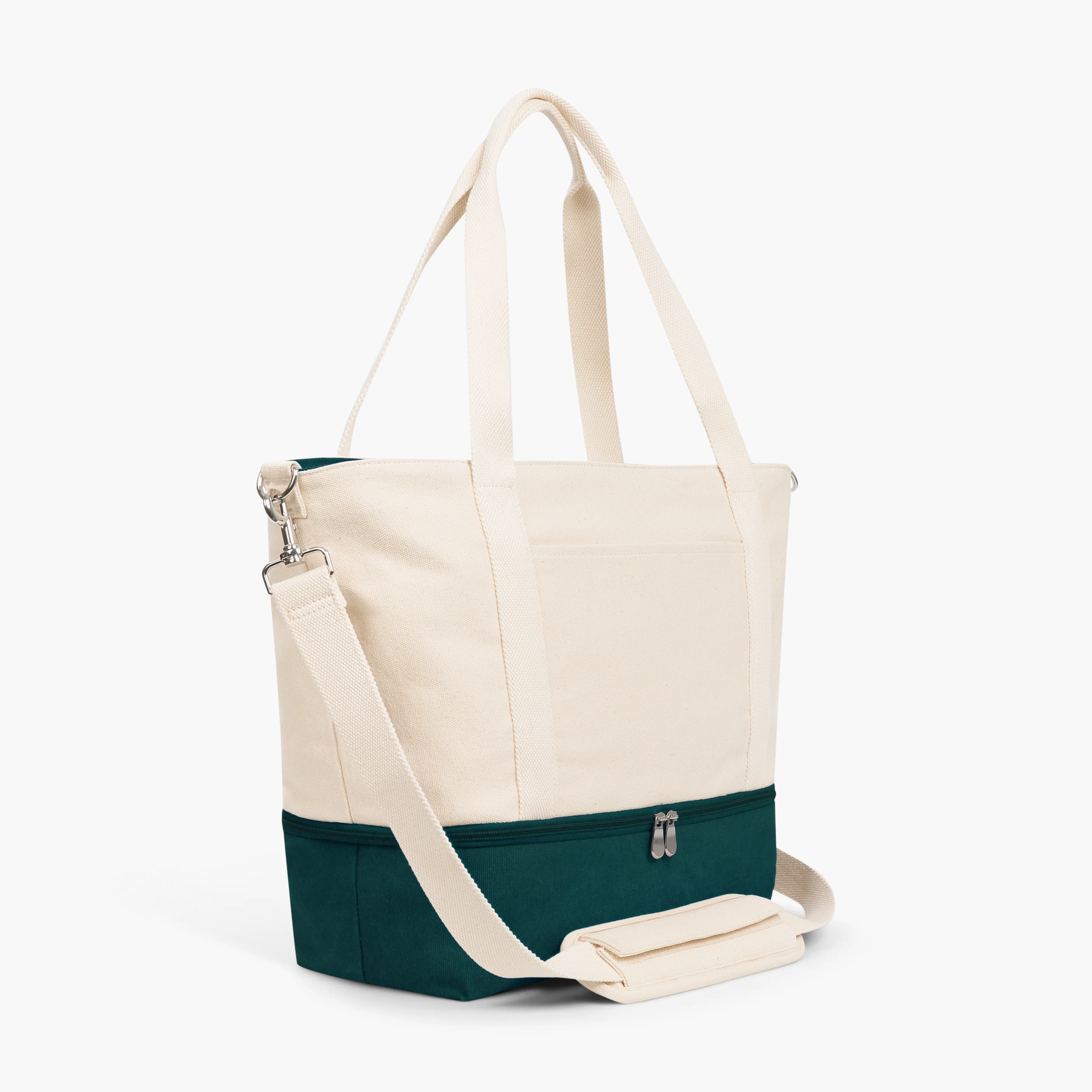 Catalina Deluxe Tote - Eco Friendly Canvas - Dark Green Colorblock - Image 4