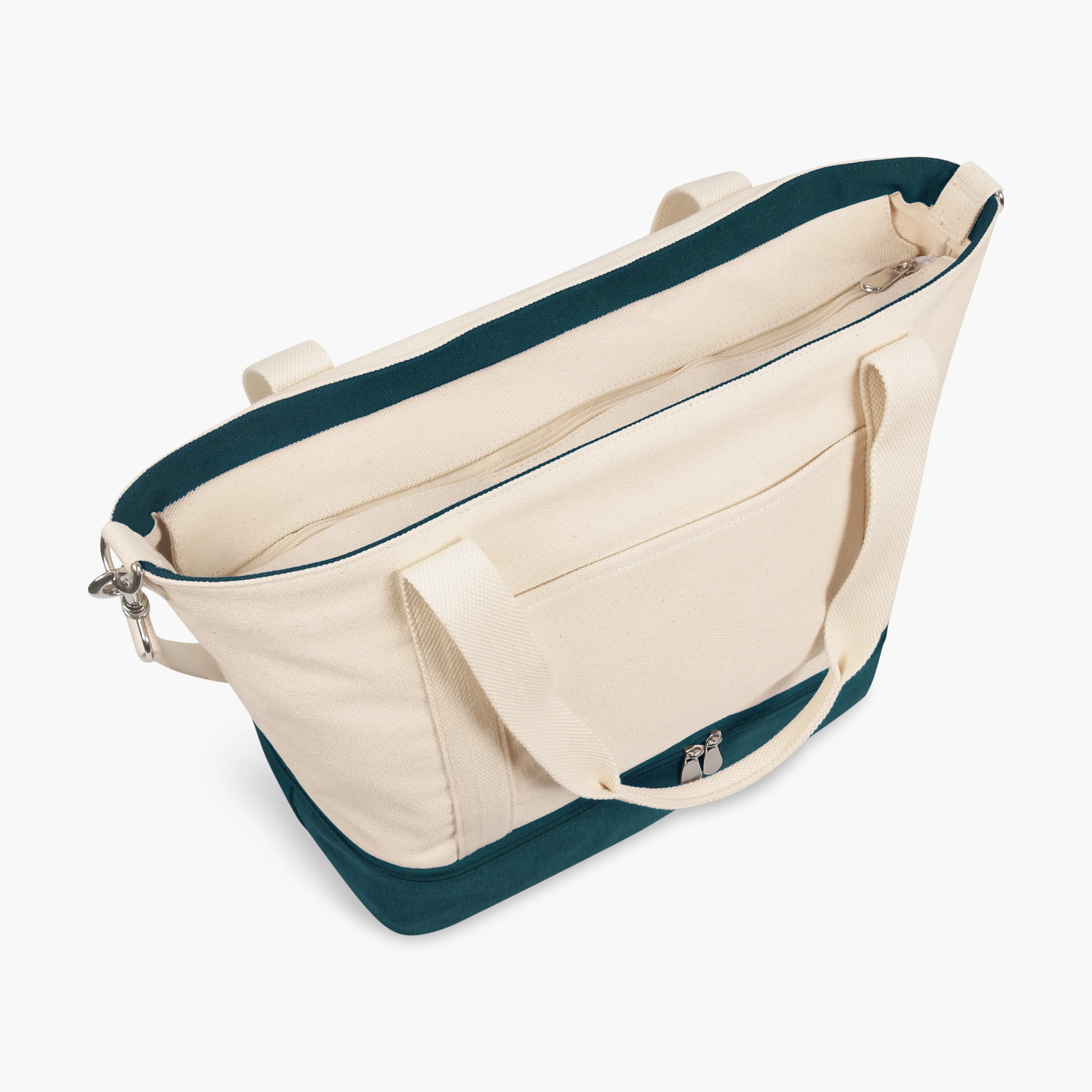 Catalina Deluxe Tote - Eco Friendly Canvas - Dark Green Colorblock - Image 5