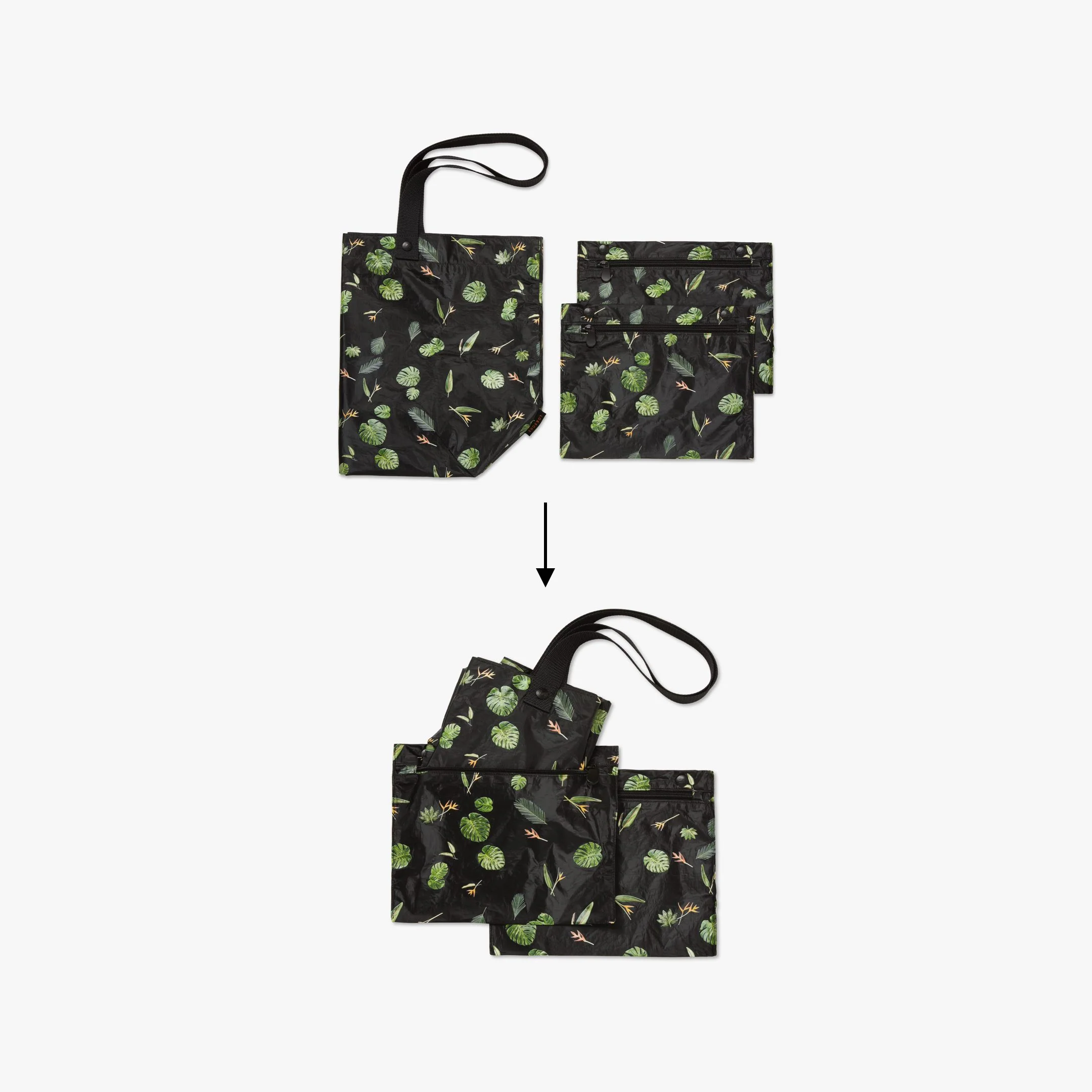 Del Mar Packable Tote Large - Tyvek - Leaf Print - Image 9