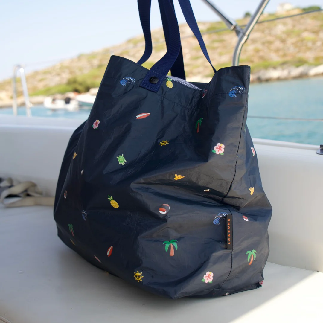 Del Mar Packable Tote Large - Tyvek - Navy Hawaii Emoji - Image 10