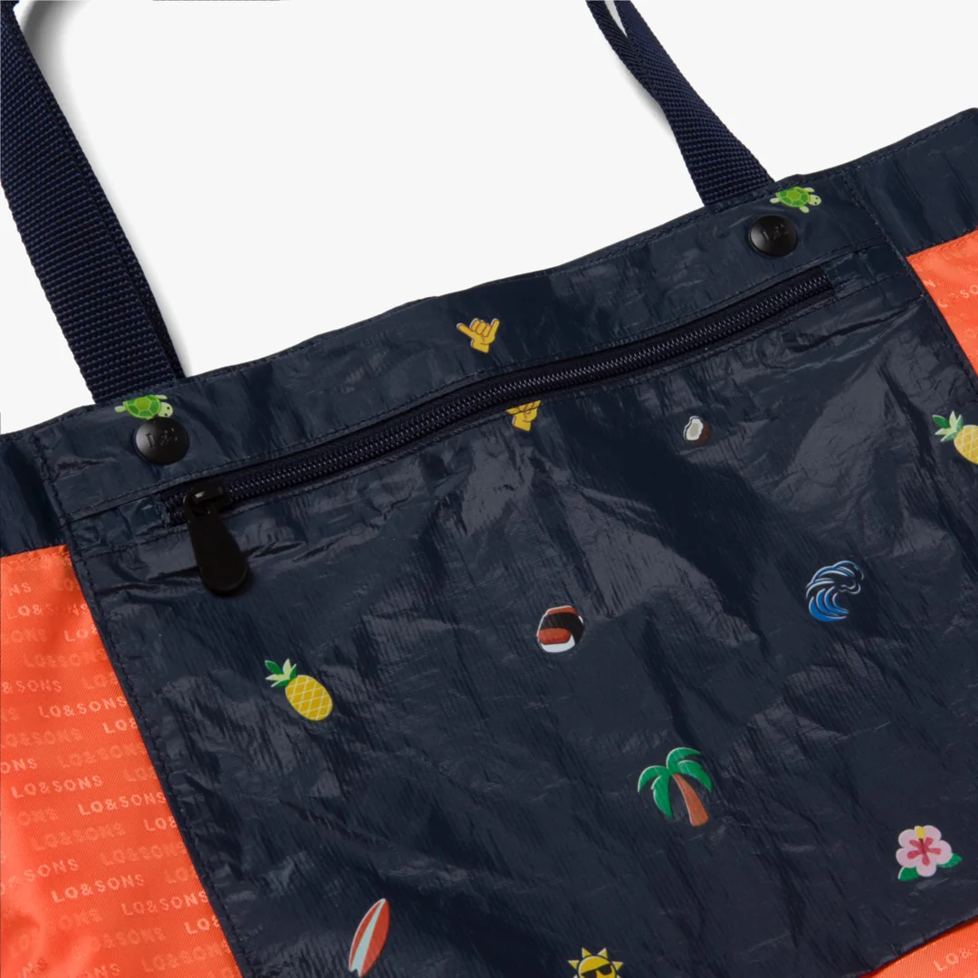 Del Mar Packable Tote Large - Tyvek - Navy Hawaii Emoji - Image 3