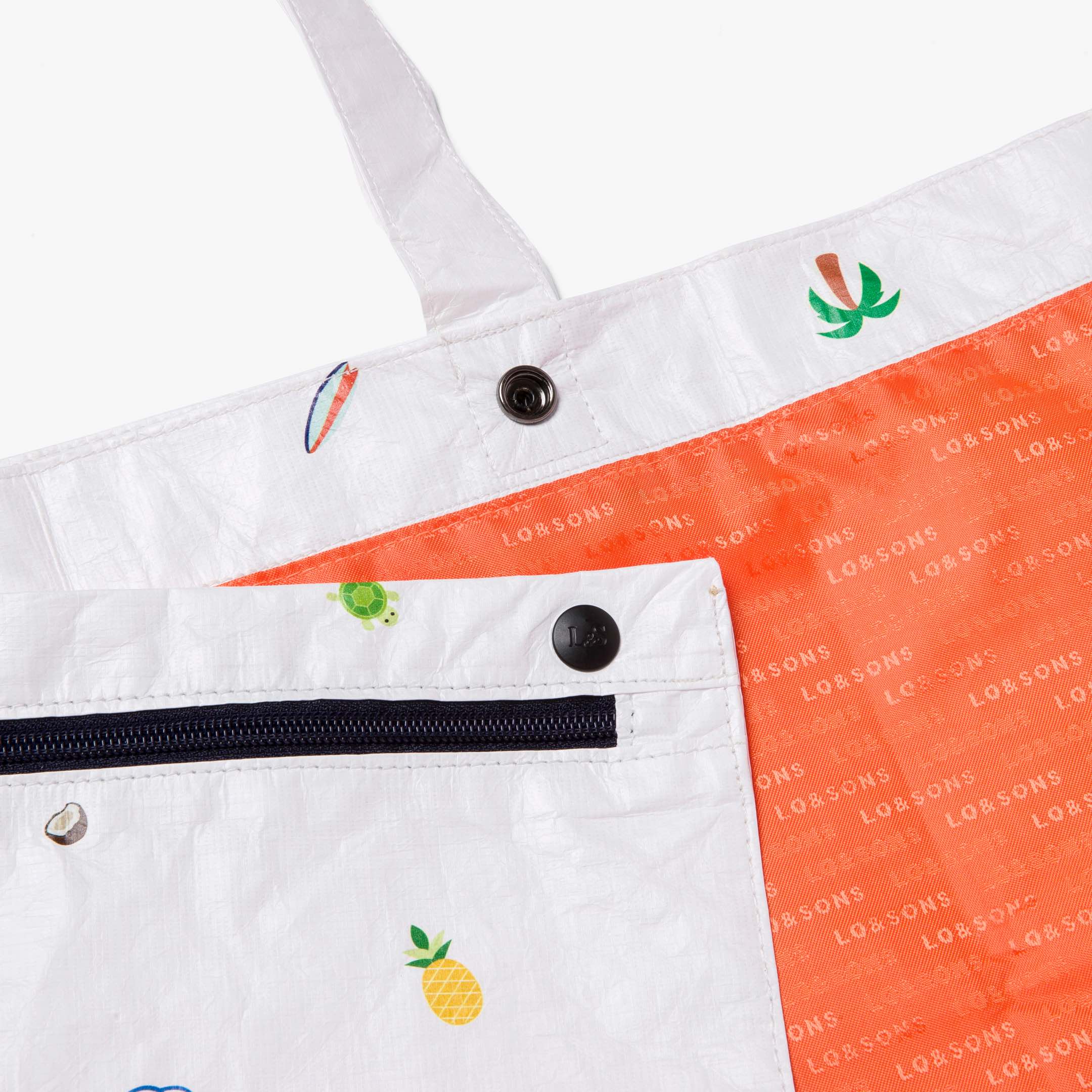 Del Mar Packable Tote Large - Tyvek - White Hawaii Emoji - Image 3