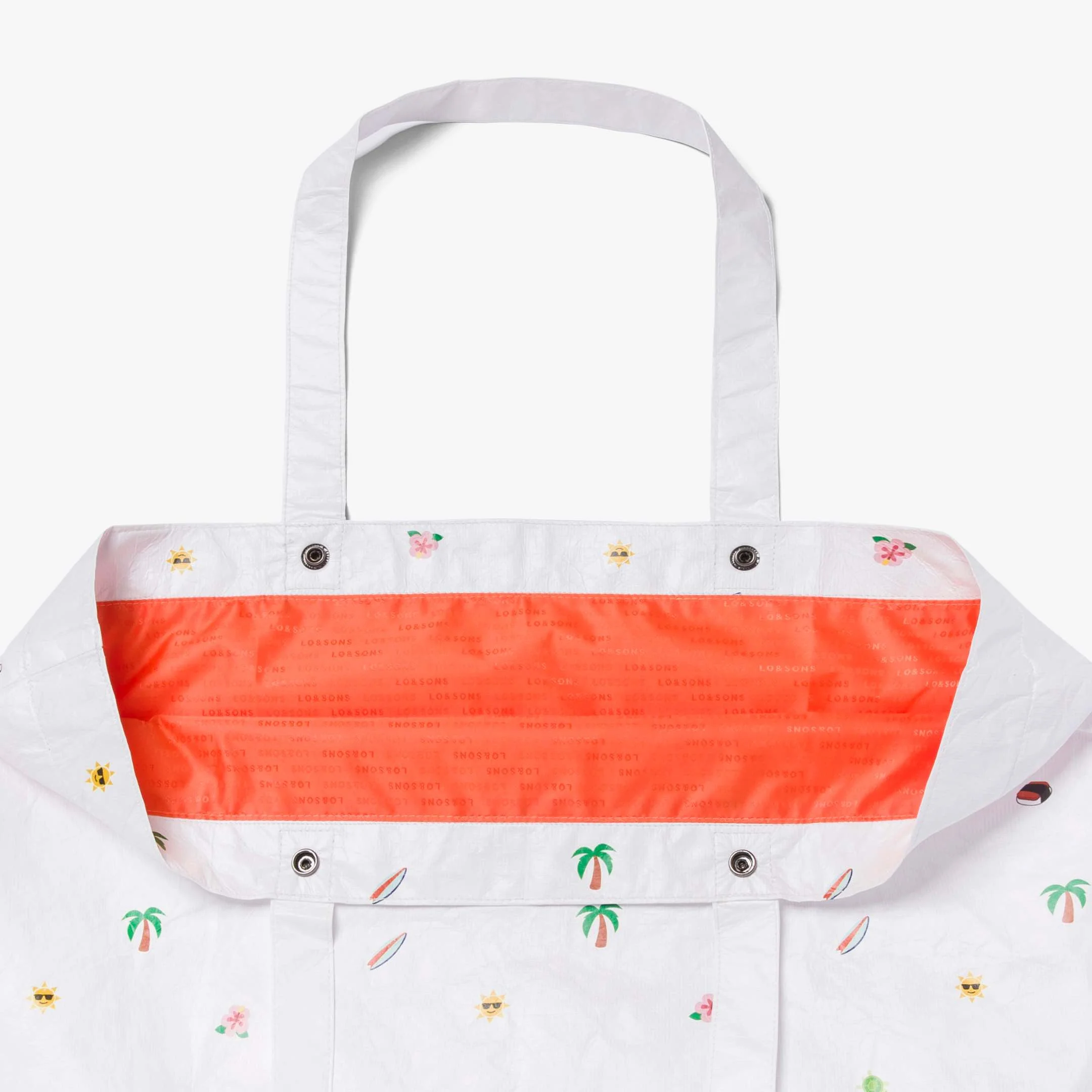 Del Mar Packable Tote Large - Tyvek - White Hawaii Emoji - Image 4