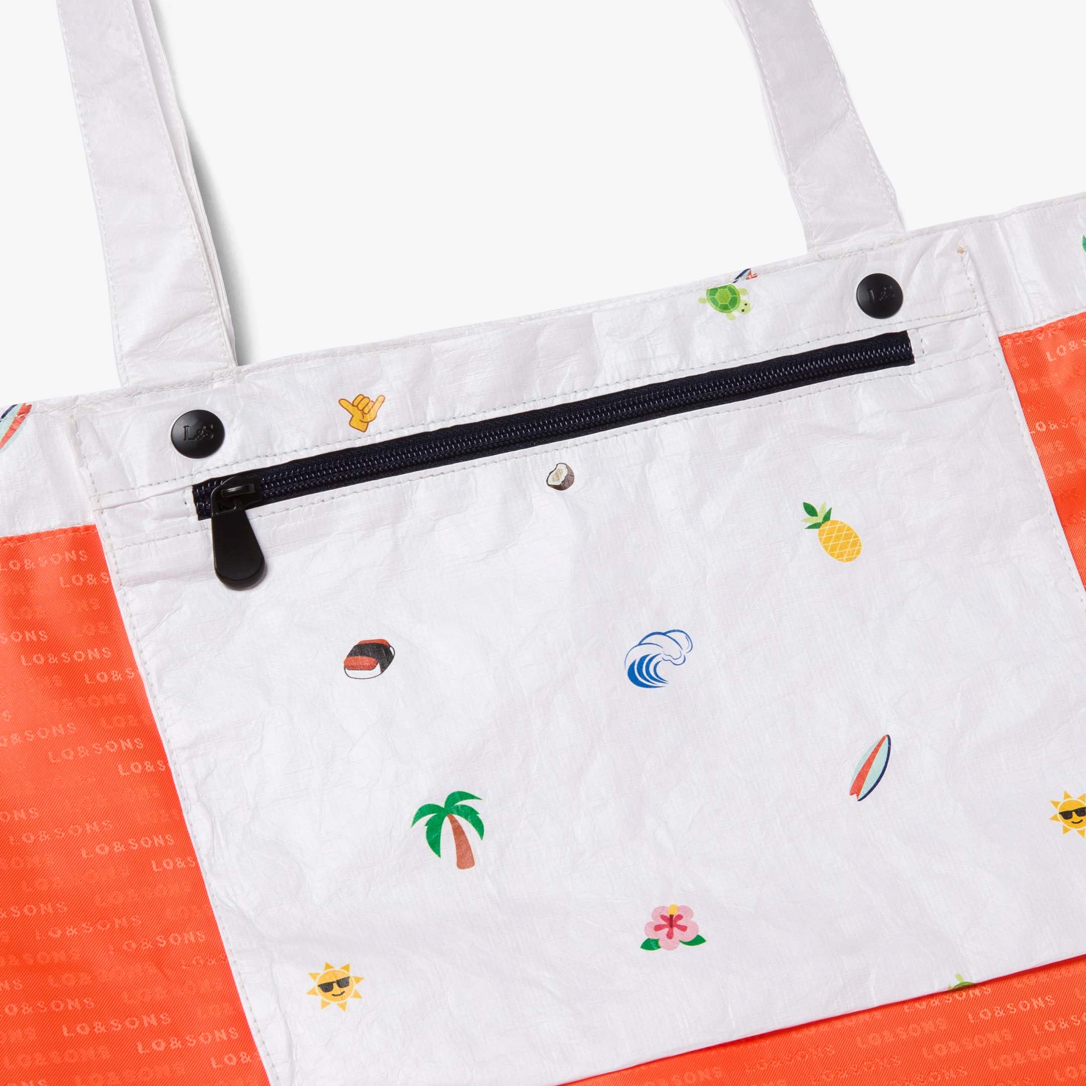 Del Mar Packable Tote Large - Tyvek - White Hawaii Emoji - Image 5