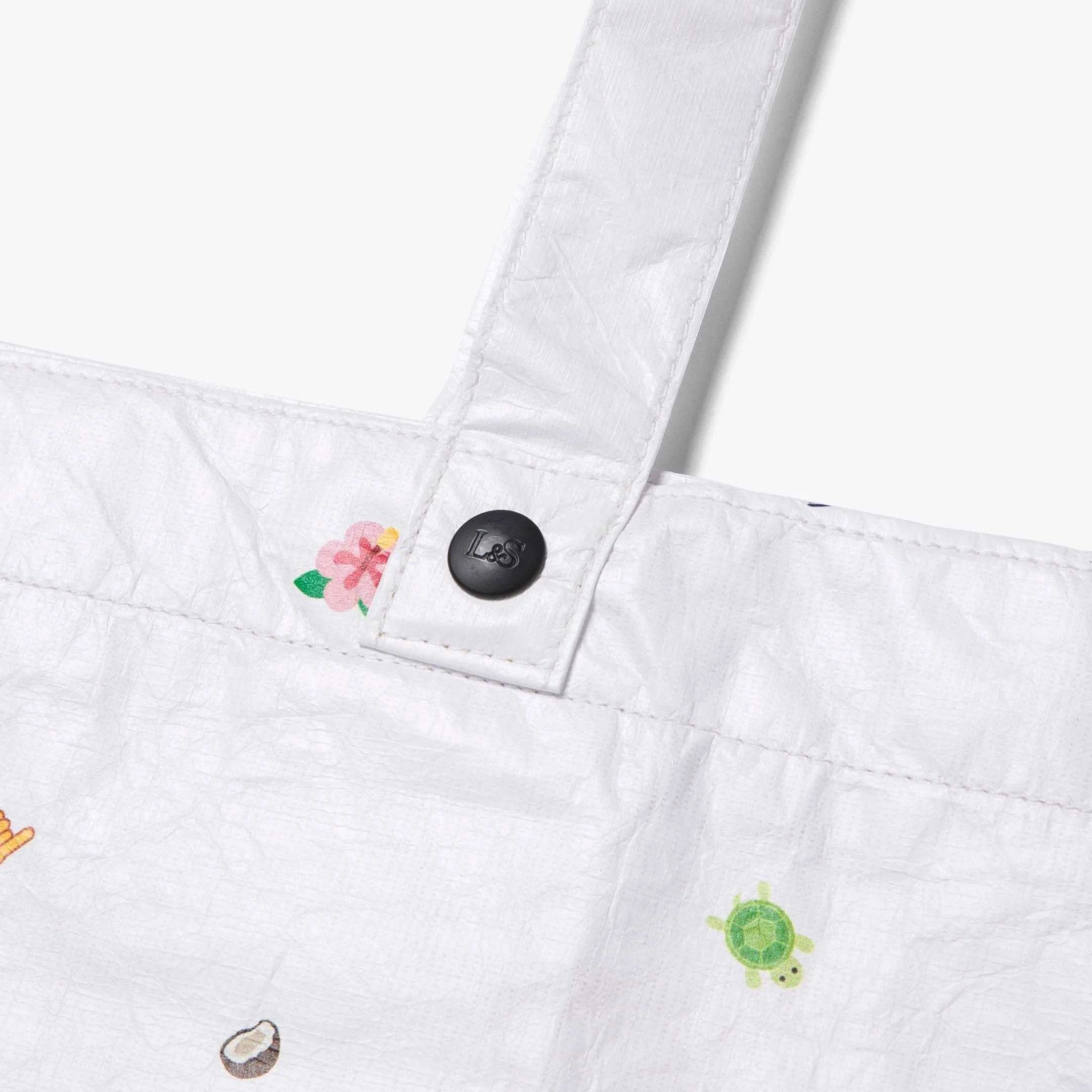 Del Mar Packable Tote Large - Tyvek - White Hawaii Emoji - Image 6