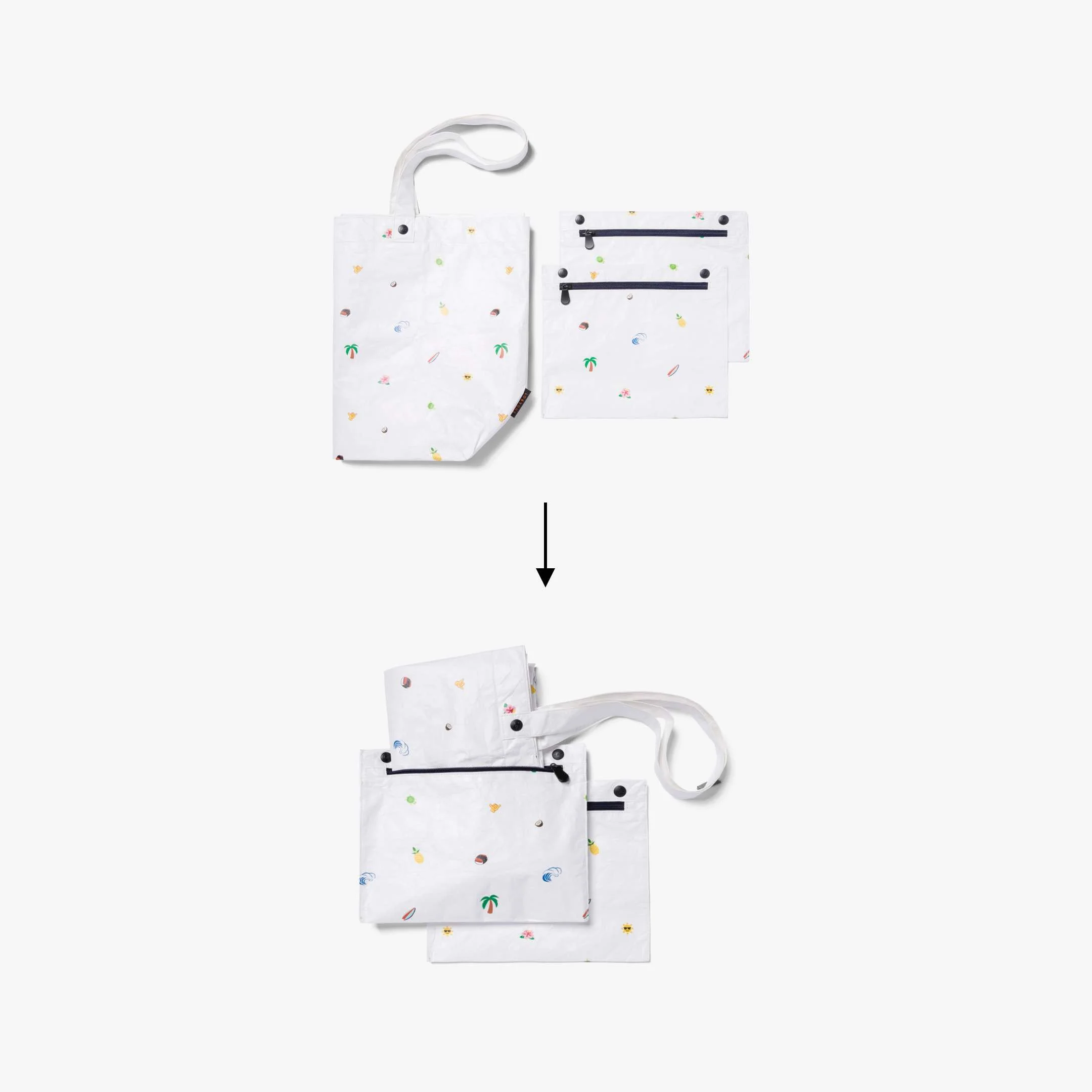Del Mar Packable Tote Large - Tyvek - White Hawaii Emoji - Image 9