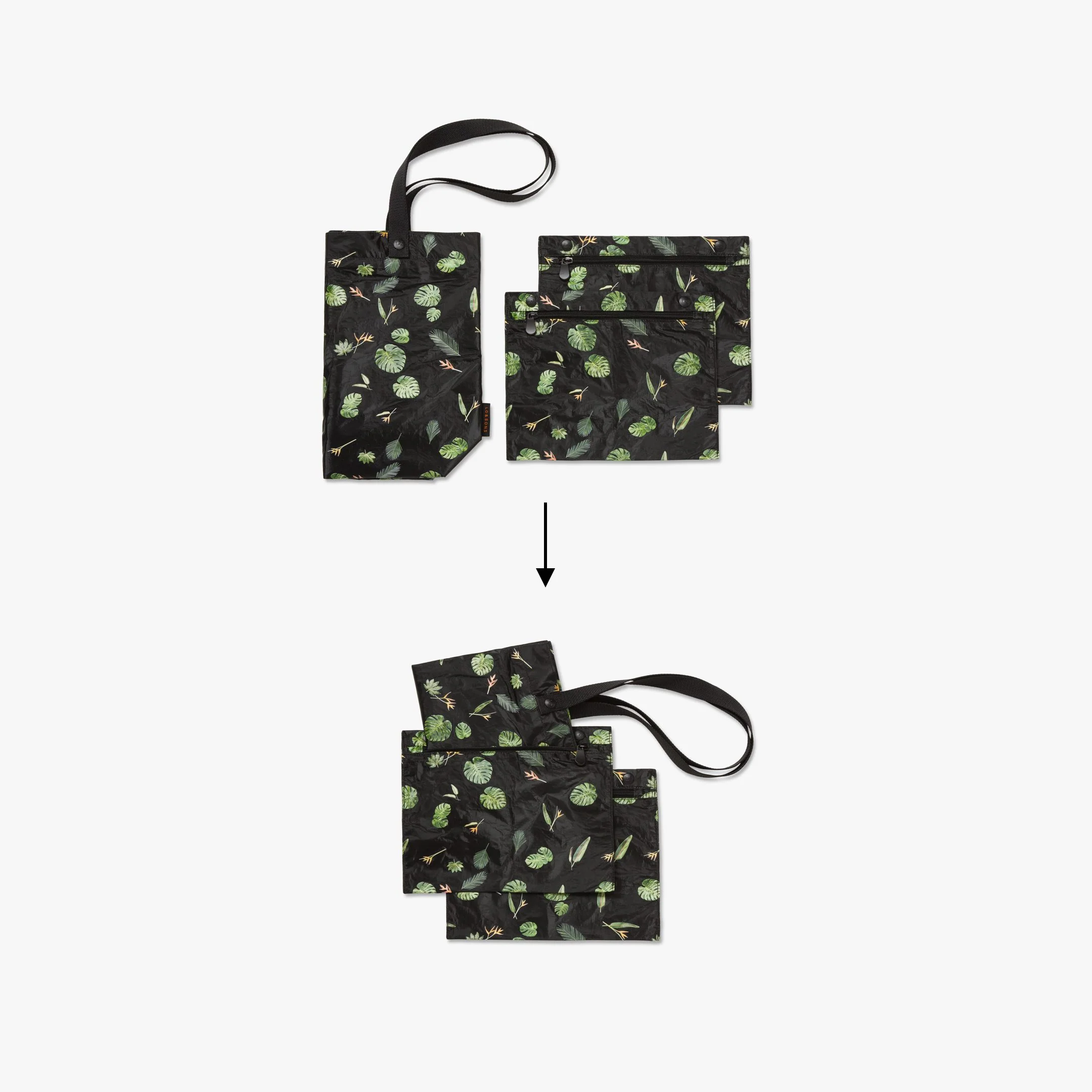 Del Mar Packable Tote Small - Tyvek - Leaf Print - Image 9