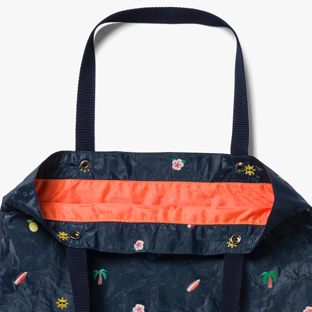 Del Mar Packable Tote Small - Tyvek - Navy Hawaii Emoji - Image 4