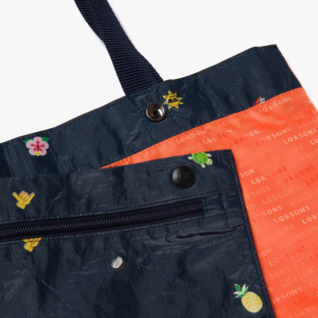 Del Mar Packable Tote Small - Tyvek - Navy Hawaii Emoji - Image 5