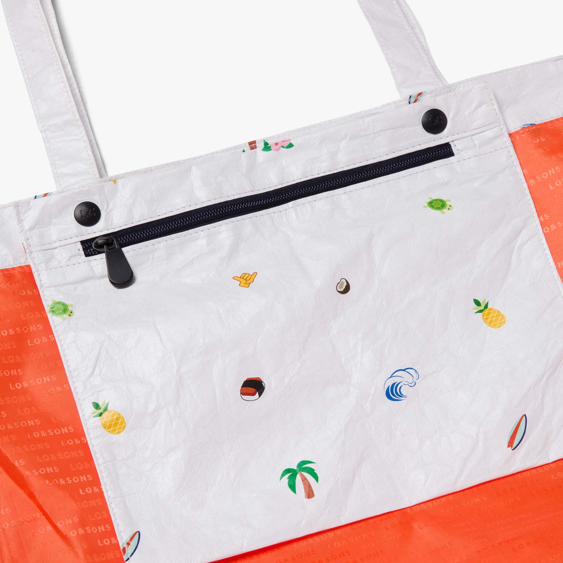 Del Mar Packable Tote Small - Tyvek - White Hawaii Emoji - Image 3