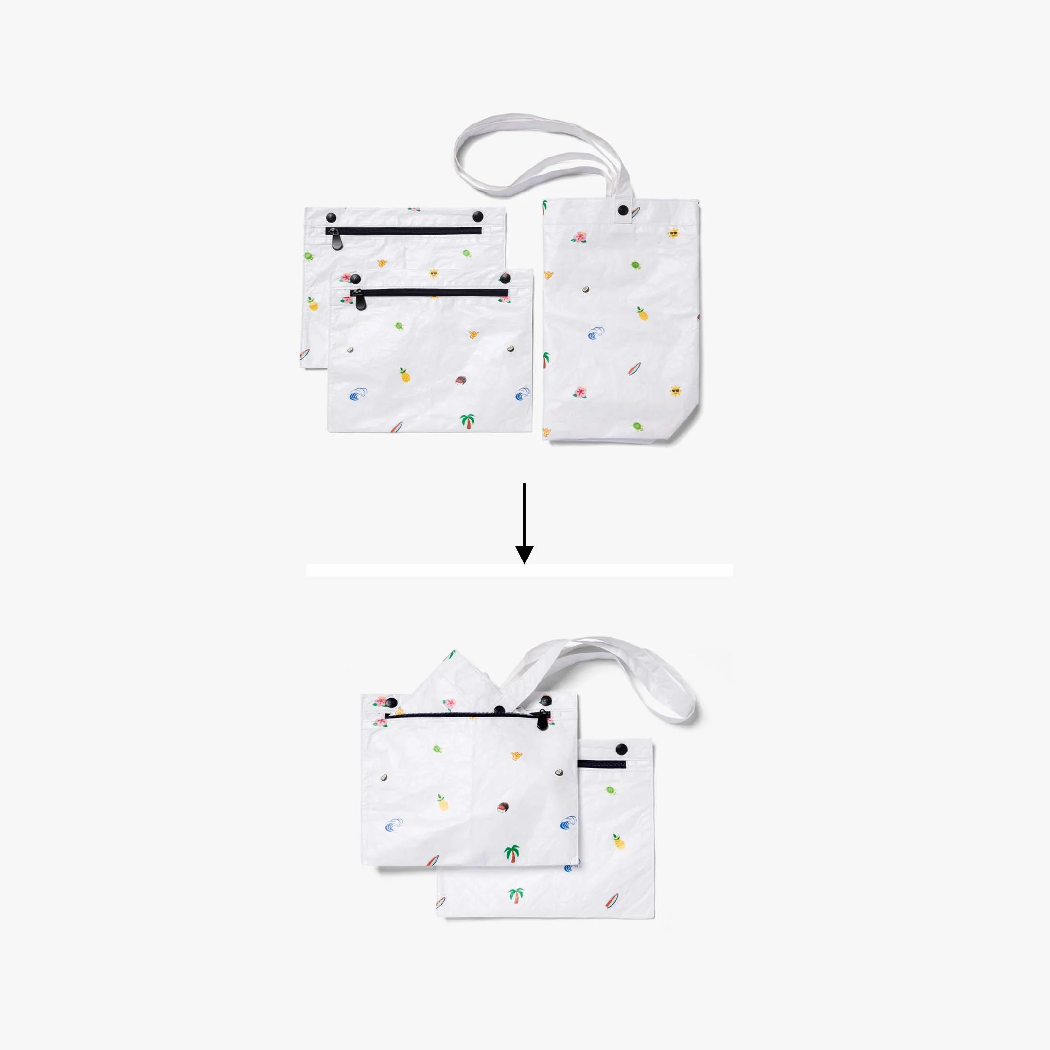 Del Mar Packable Tote Small - Tyvek - White Hawaii Emoji - Image 9