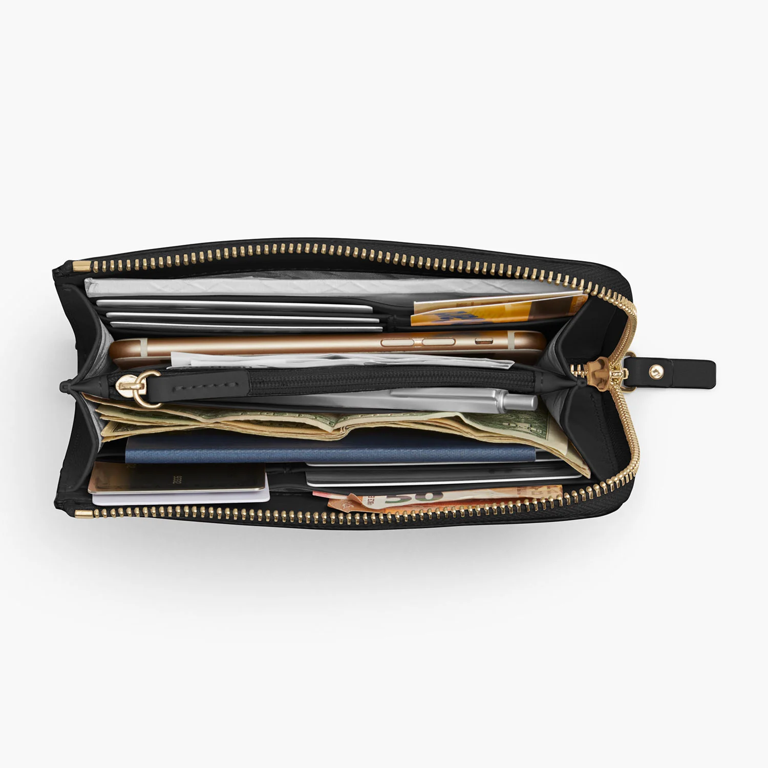 Magnolia Leather Wallet - Nappa Leather - Black / Gold / Grey - Image 4