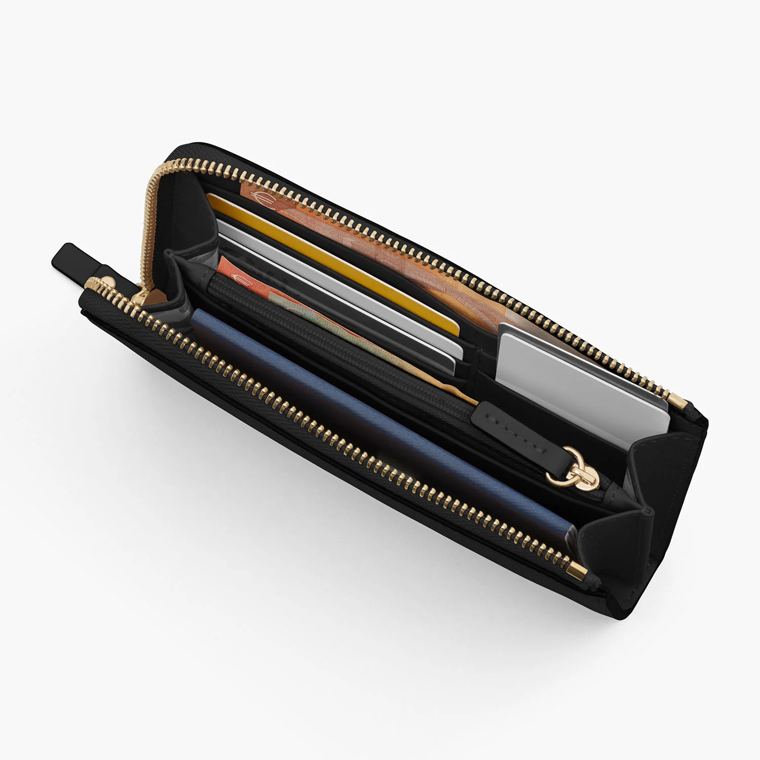 Magnolia Leather Wallet - Nappa Leather - Black / Gold / Grey - Image 5
