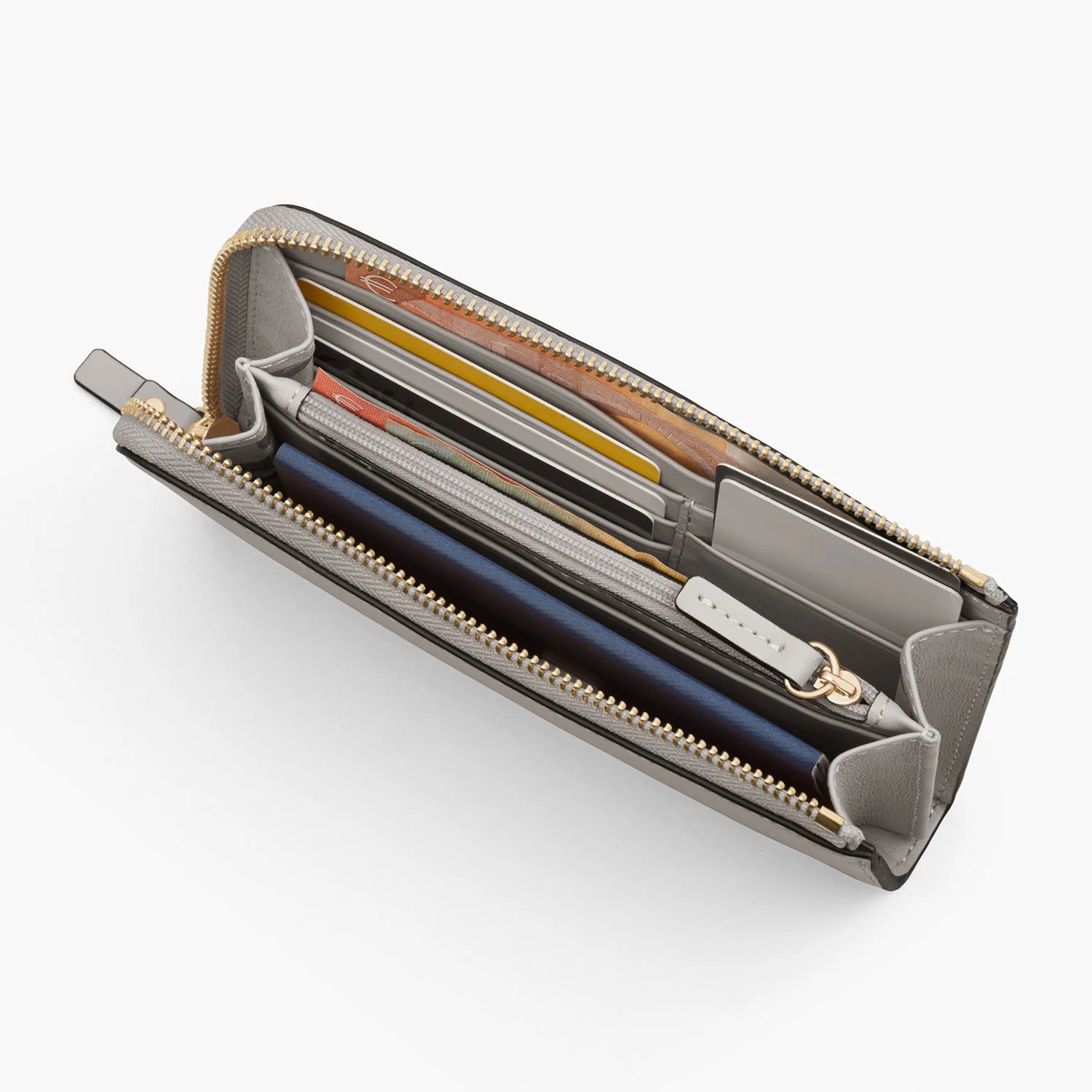 Magnolia Leather Wallet - Nappa Leather - Light Grey / Gold / Grey - Image 4