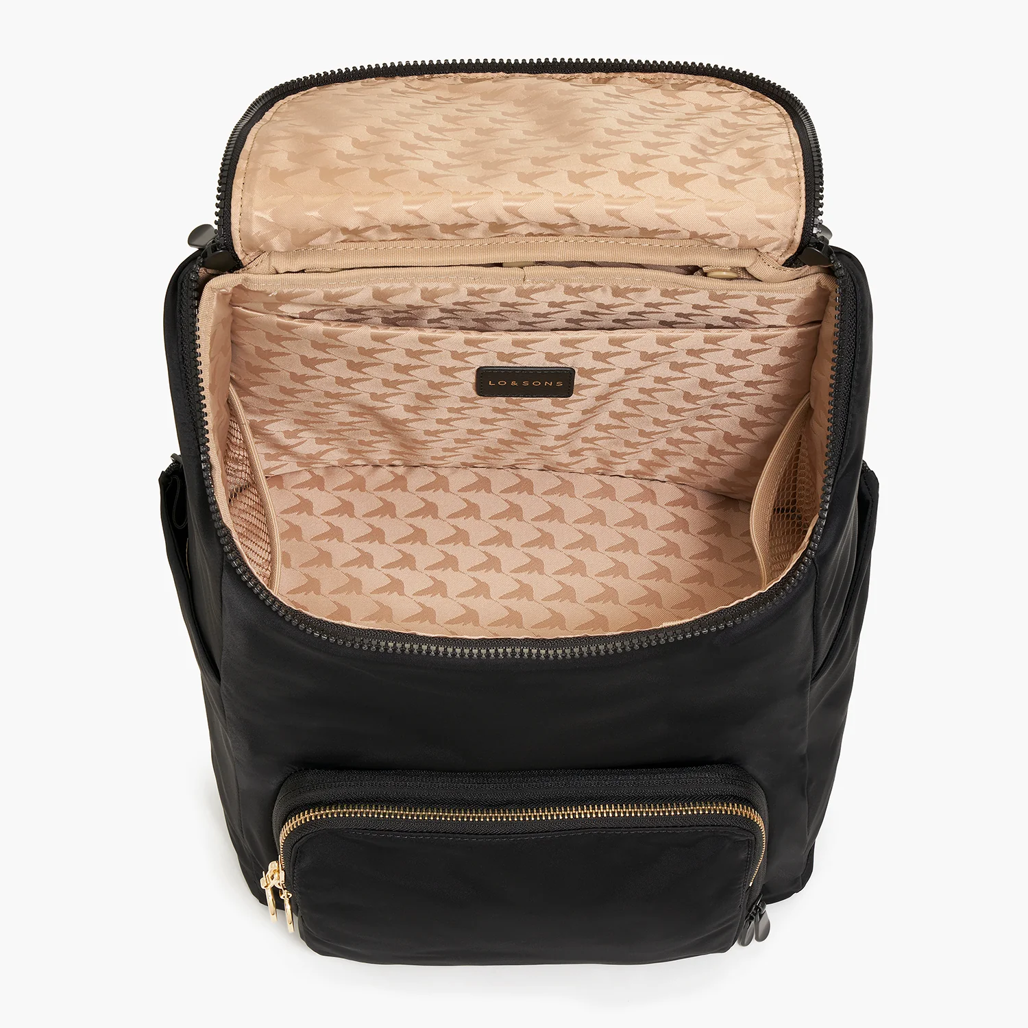 Melrose Rucksack - Recycled Nylon - Black / Gold / Camel - Image 8