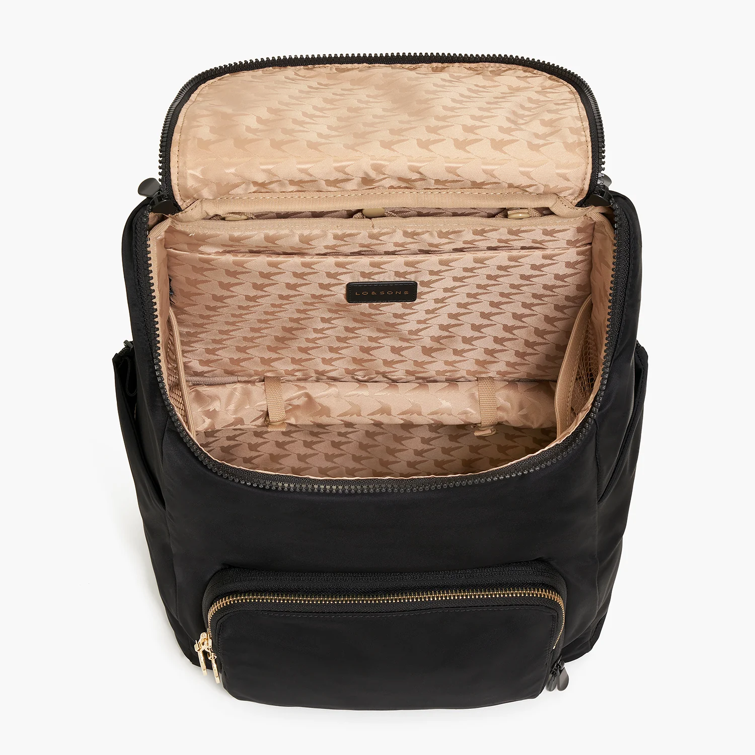 Melrose Rucksack - Recycled Nylon - Black / Gold / Camel - Image 9