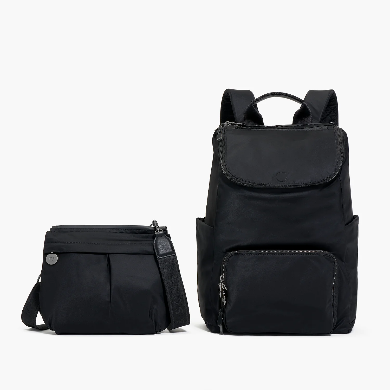 Melrose Rucksack - Recycled Nylon - Black / Gunmetal / Grey - Image 3