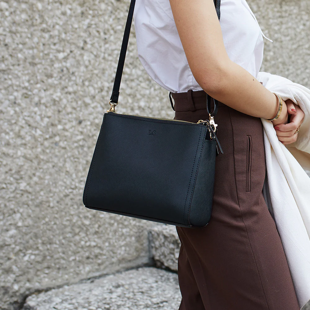 Pearl - Saffiano Leather - Black / Gold / Grey - Image 4