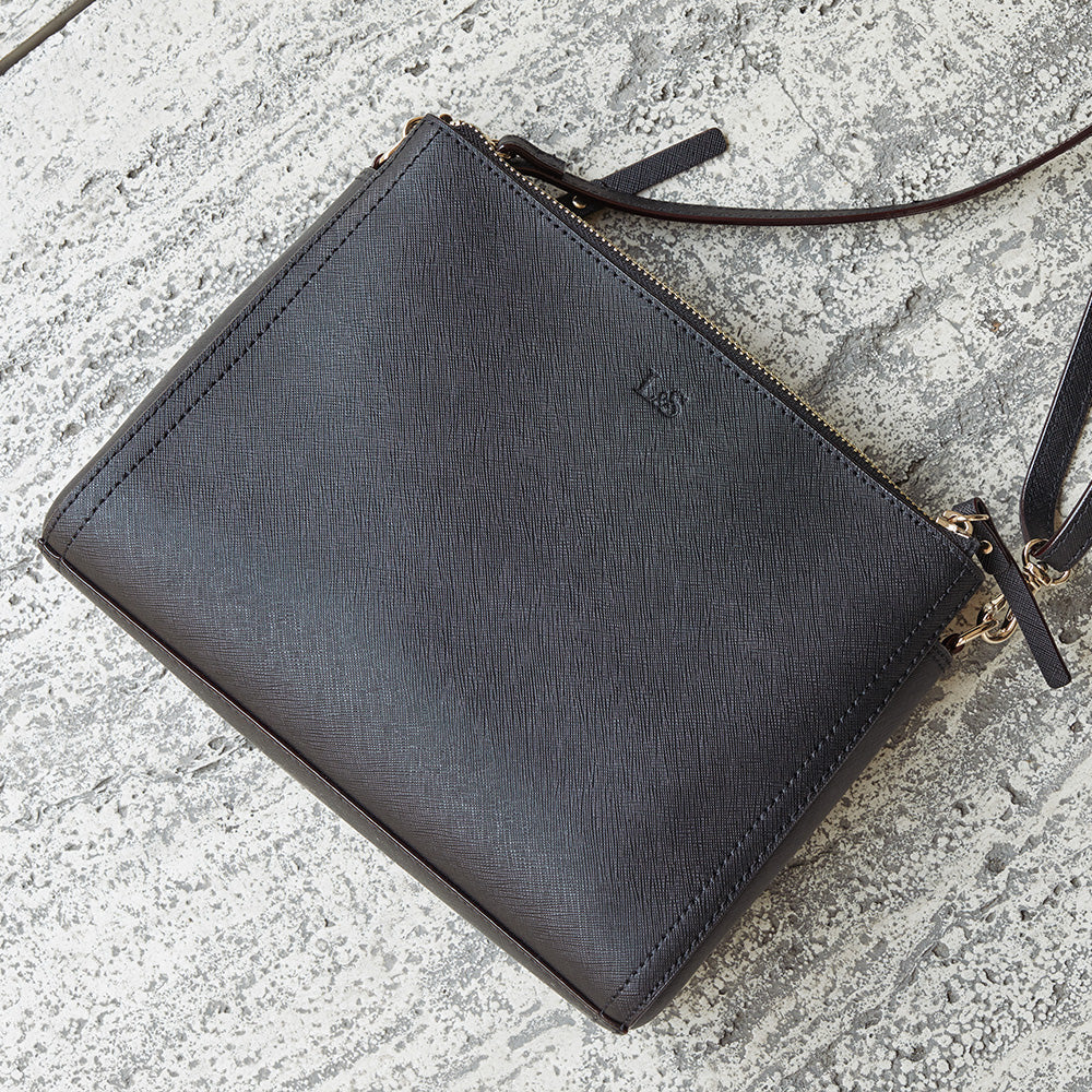 Pearl - Saffiano Leather - Black / Gold / Grey - Image 5