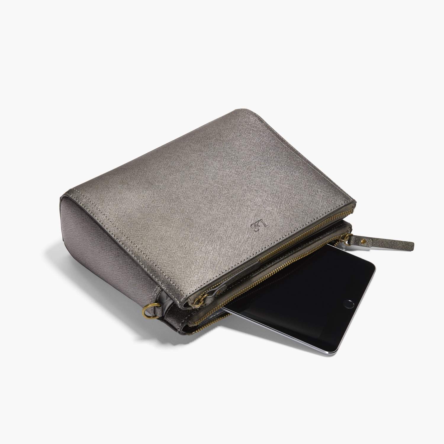 Pearl - Saffiano Leather - Graphite / Brass / Grey - Image 6