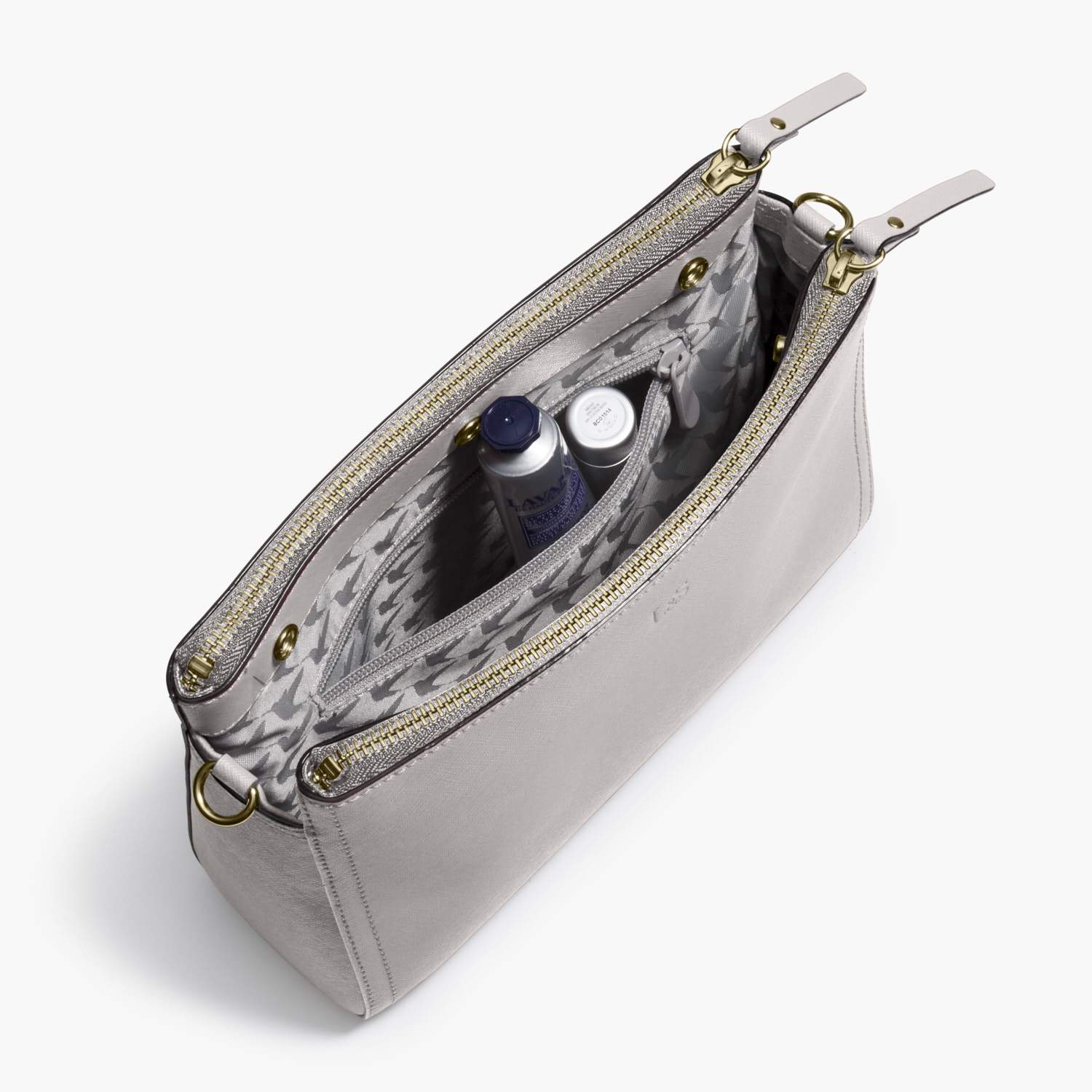 Pearl - Saffiano Leather - Light Grey / Gold / Grey - Image 6