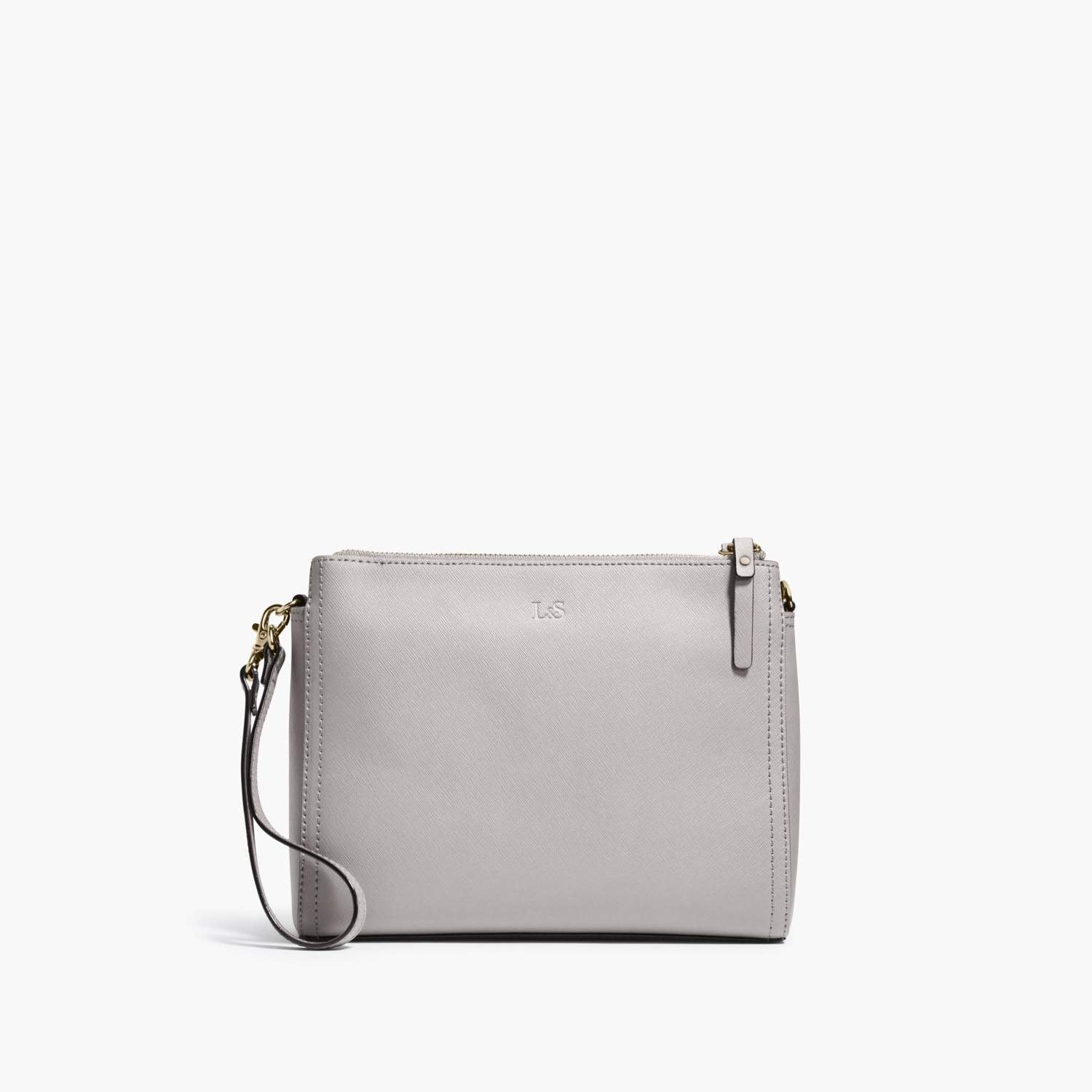 Pearl - Saffiano Leather - Light Grey / Gold / Grey - Image 9
