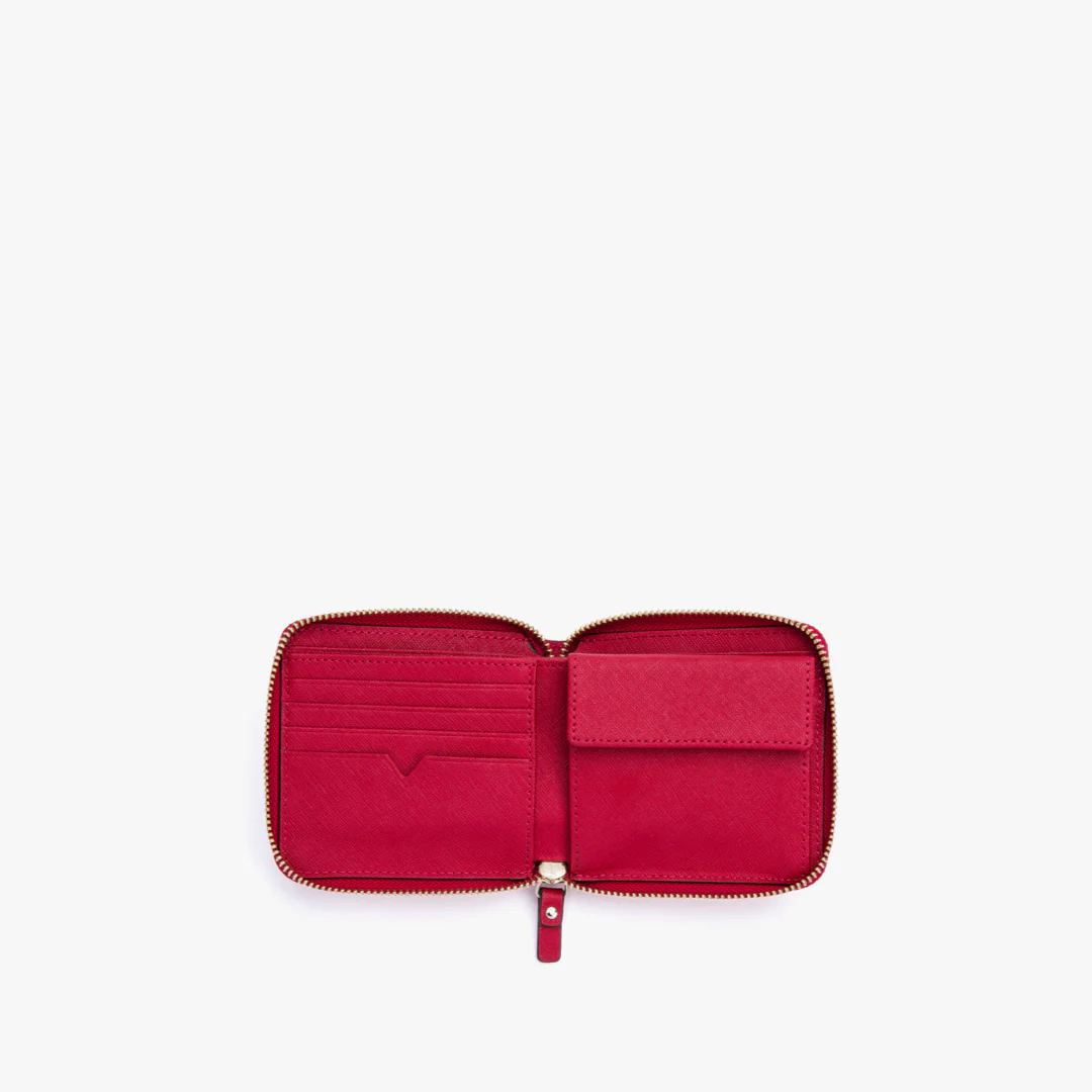Mallorca Small Wallet - Saffiano Leather - Red / Gold / Camel - Image 4
