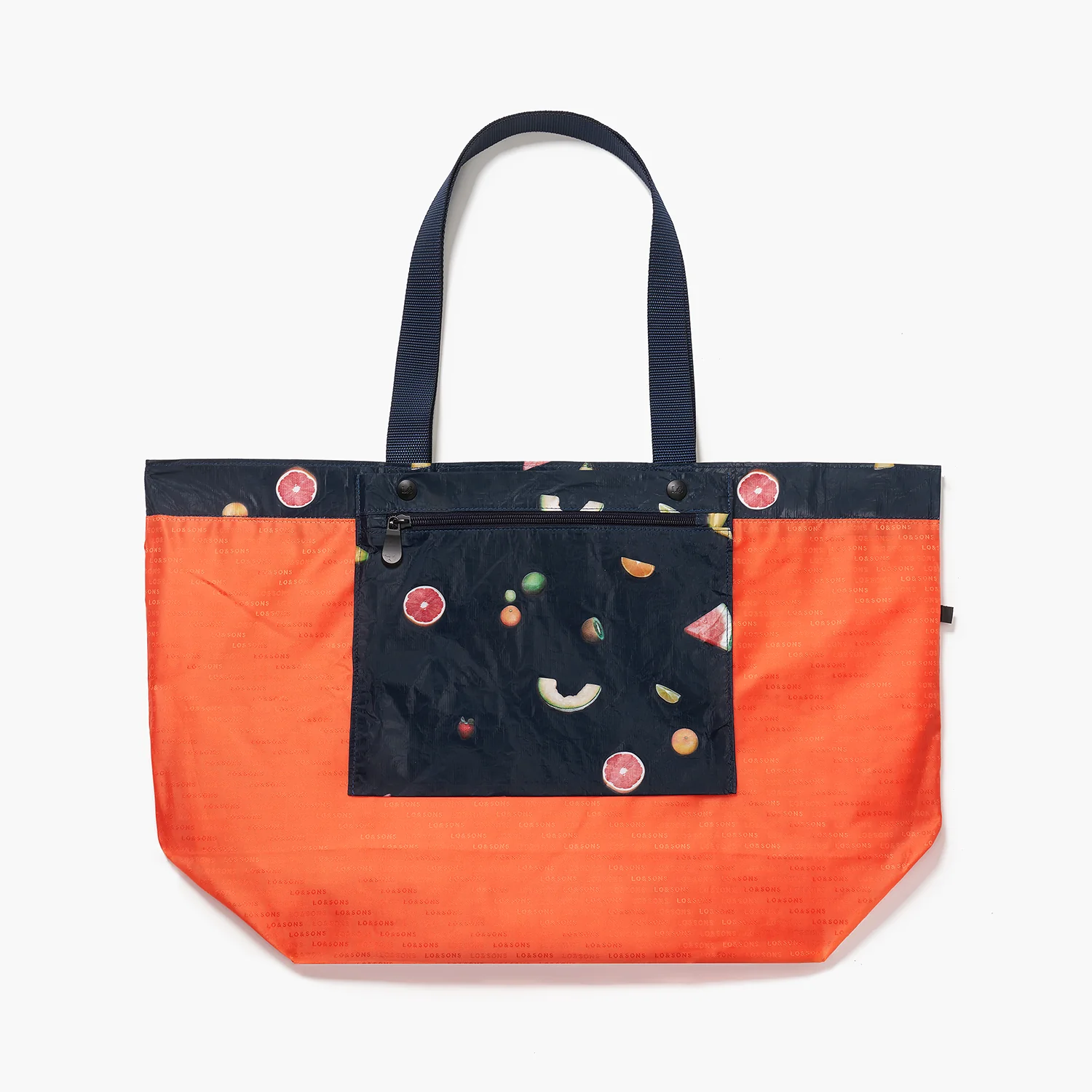 Del Mar Packable Tote Large - Tyvek - Navy Fruit - Image 4