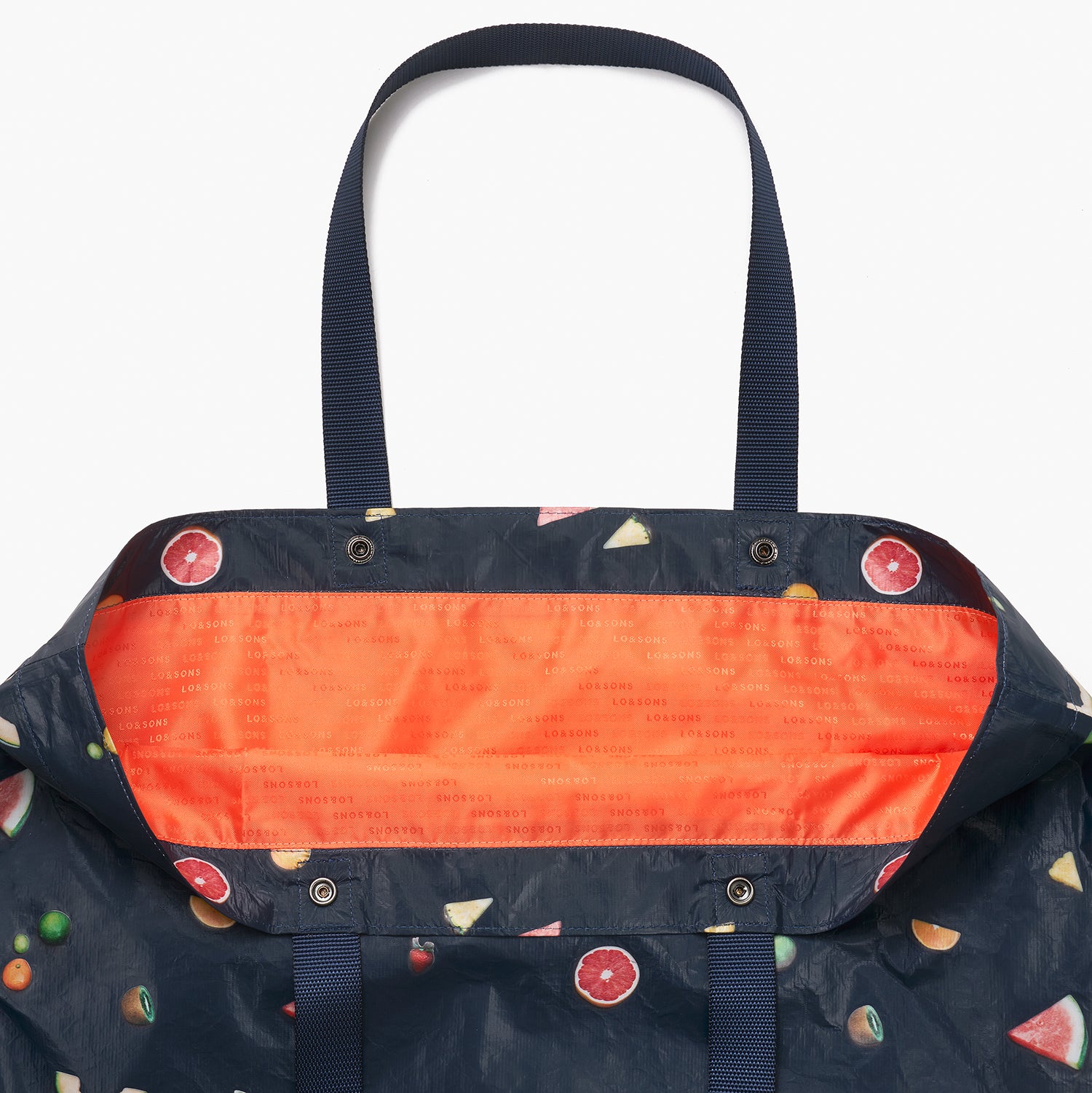 Del Mar Packable Tote Large - Tyvek - Navy Fruit - Image 6