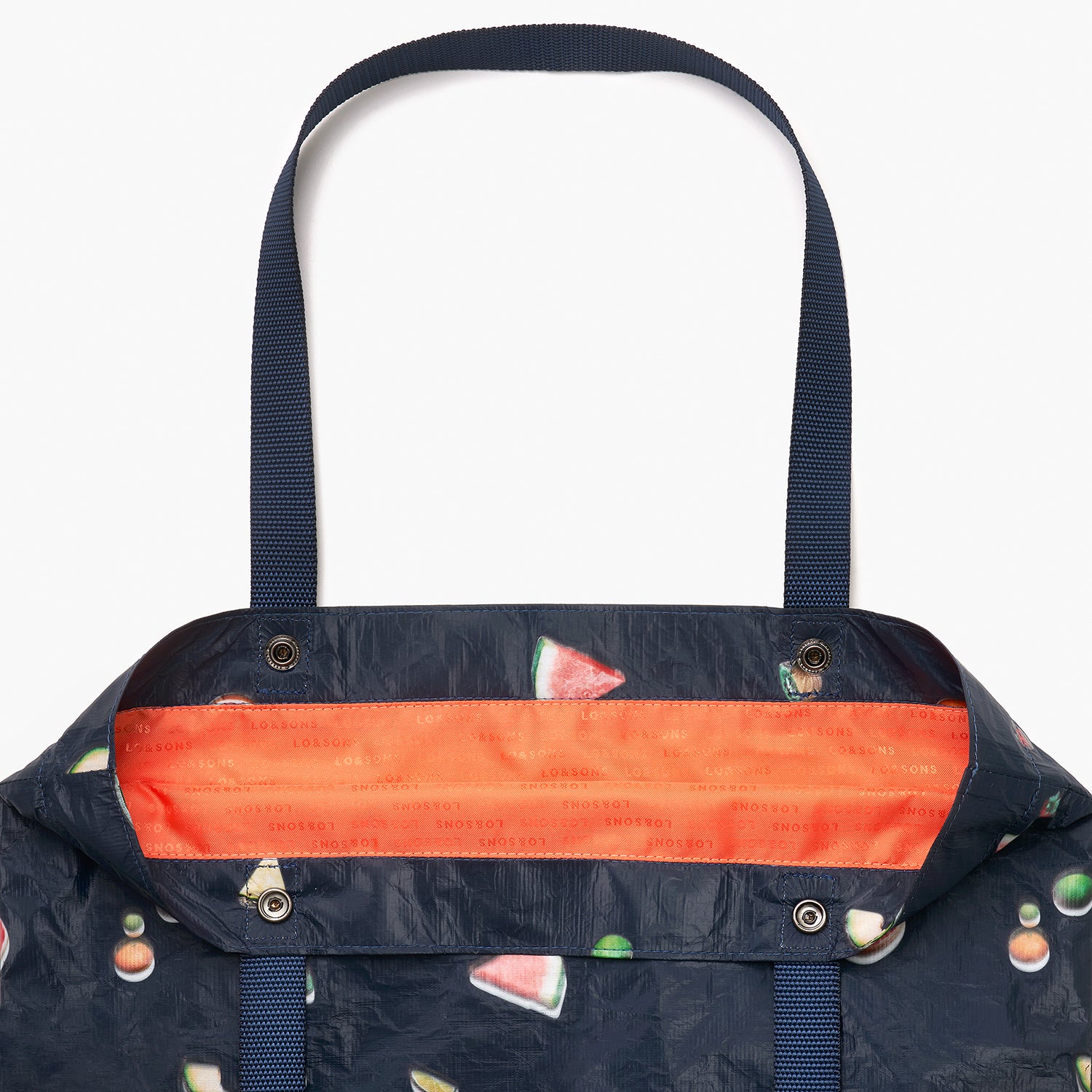 Del Mar Packable Tote Small - Tyvek - Navy Fruit - Image 6